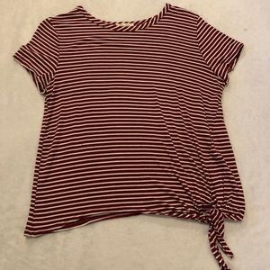 Red & White Striped Tie Front Shirt